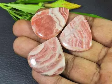 31-35MM Rhodochrosite Healing Pear Cabochon Loose Natural Gemstone 3Pcs Lot RQ-2788