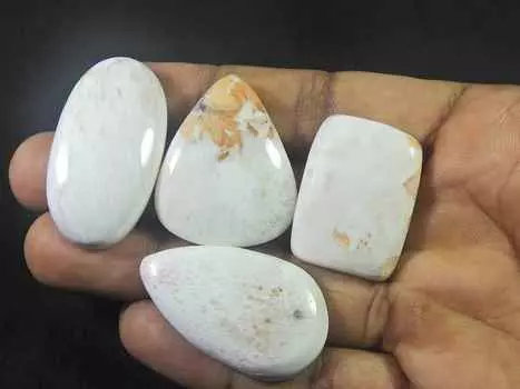 31-39MM Natural Pink Scolocite Mix cabochon Loose Gemstone 4Pcs Lot 203Cts. RQ-2123