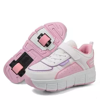 31-40 Детские роликовые коньки большого размера с толстой подошвой, детская спортивная обувь на колесиках, спортивная обувь для активного отдыха 31 белый