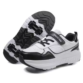 31-40 Мальчики Молодежные Роликовые Коньки Обувь Съемные Плоские Туфли Четыре Колеса Девочки Роликовые Коньки Кроссовки для Женщин 31 розовый