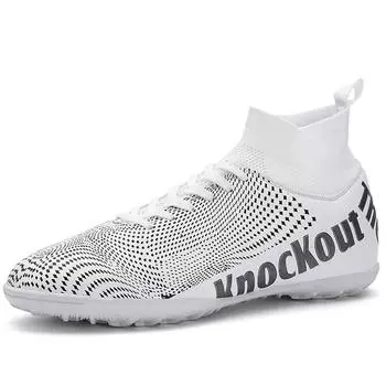 31-48 футбольные бутсы большого размера, мужские тренировочные кроссовки для подростков с высоким берцем, искусственная трава, короткие бутсы с клеевой подошвой для ногтей, футбольные бутсы 31 белый
