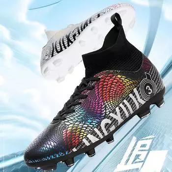 31-48 футбольные бутсы с длинными ногтями для мужчин и женщин, эластичные носки для подростков, тренировочные туфли, футбольные бутсы с искусственной травой 31 белый