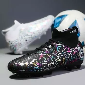 31-48 мужские/детские большие футбольные бутсы с длинными ногтями, противоскользящие TPR искусственные футбольные бутсы для коттеджа на открытом воздухе 31 белый