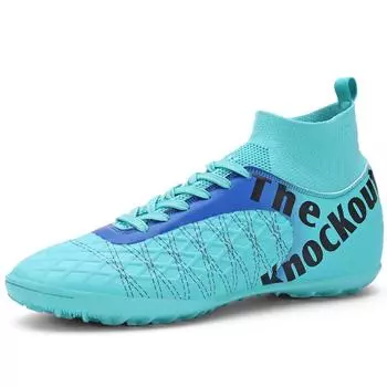 31-48 Мужские/женские футбольные бутсы. Высококачественные большие кожаные высокоэластичные носки, футбольные тренировочные бутсы с длинными ногтями из искусственного газона. 31 белый