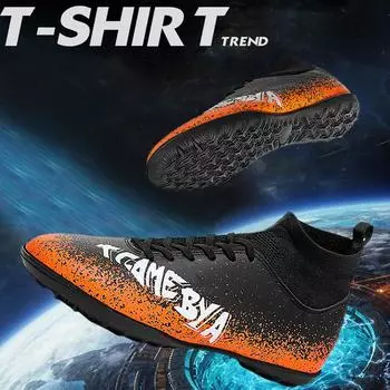 31-48 мужские/женские высокие эластичные носки футбольные бутсы резиновая мягкая подошва с короткими шипами из искусственного газона кожа молодежные детские футбольные бутсы 31 белый