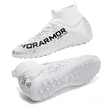 31-48 Высококачественные молодежные футбольные бутсы со сломанными заклепками, мужские резиновые бутсы на мягкой подошве со шнуровкой, большие размеры 31 белый