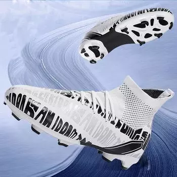 31-48унисекс футбольные бутсы, высококачественные высокоэластичные носки большого размера, искусственный газон, футбольные бутсы с длинными ногтями, детские футбольные бутсы 31 белый