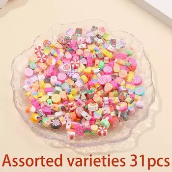 31/51/101 шт. смешанные полимерные глиняные разделительные бусины, креативные мягкие керамические декоративные бусины, браслет на лодыжку для лета и пляжа своими руками 31pcs