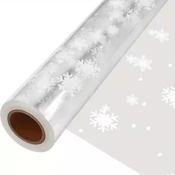 31,5 дюйма X 98,43 фута Большой рулон целлофановой упаковки, утолщенный рулон прозрачного целлофана со снежинками для подарочных корзин, прозрачный целлофан 80cm*30m