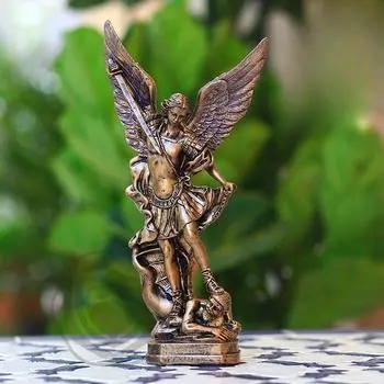 31,5 см Высококачественная смола Классическая медь Убийство Демона St. Украшение «Ангел» Миллера, рождественские поделки из смолы 31.5X16X7.6CM