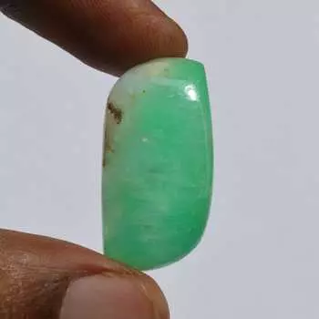 31 карат, натуральный драгоценный камень хризопраз высшего качества, кабошон, полудрагоценный россыпью, 30x15x7 мм, фантазийная форма 30x15x7 mm зелёный