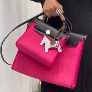 31 см коровья кожа/водонепроницаемый холст + сумка из натуральной кожи женская сумка + новая контрастная цветная сумка через плечо 31cm