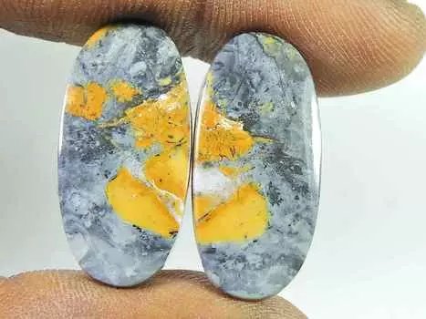 31Cts. Natural Maligano Jasper (12mm X 27mm each) Oval Cabochon Match Pair SK-2772