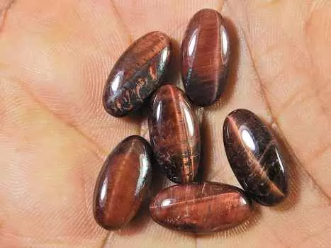 31Cts. Red Tiger Eye Ovoid Healing Cabochon Loose Gemstone 06Pcs Lot 08X16MM RQ-2000