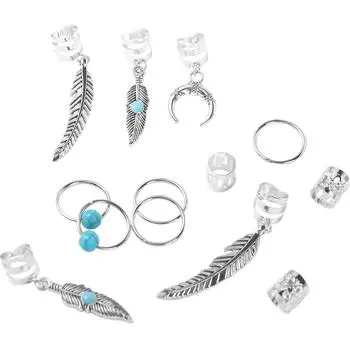 31pcs Turquoise Hollow Out Hair Ring Dread Locks Metal Cuff Clips Dreadlocks Beads Dirty Braids Hair Braiding Hair Braid Tubes