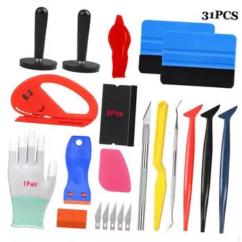 31x Комплект для установки тонировки стекол автомобиля Многофункциональный скребок для виниловой пленки