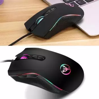 3200 точек на дюйм, 7 кнопок, эргономичная USB-проводная оптическая мышь для ПК, ноутбука, настольной игры, мыши чёрный
