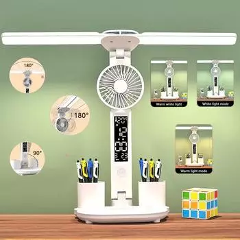 3200 мАч настольная лампа многофункциональный фонарь светодиодный светильник двойной свет складные лампы для чтения USB зарядка с температурой вентилятор лампа B-No fan