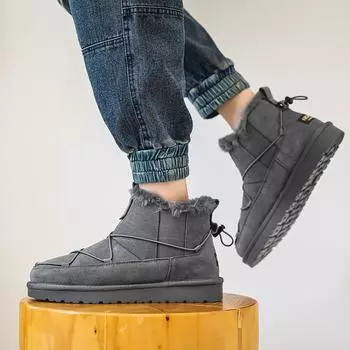 3209 cotton shoes men s new winter leather casual versatile velvet thickened warm large cotton snow boots 38