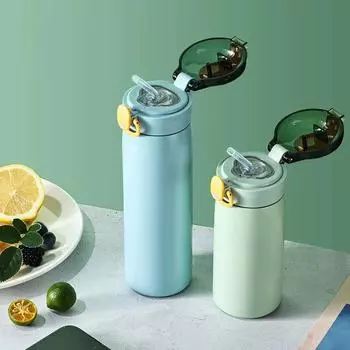320/460 мл термобутылка из нержавеющей стали портативная детская кружка с трубочкой холодная и горячая термос бутылка для воды для студентов 300-460ML
