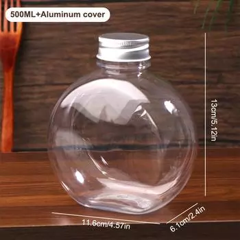 320/500 мл Плоская круглая бутылка для воды Прозрачная бутылка для молока, чая, кофе Бутылки для питья Портативная ПЭТ бутылка для сока, напитков