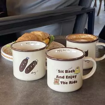 320 мл кружка в виде таксы простая английская буква алфавита хлеб кофейная чашка керамическая чашка для воды для пары, 1 шт
