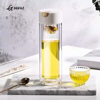 320 мл Магнитные стаканы Двухслойная чашка из боросиликатного стекла с крышкой Прозрачная чашка для разделения воды для чая Посуда для напитков 220-320ML