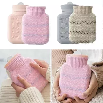 320 мл маленькая грелка ручная грелка с мягким вязаным чехлом сумка розовый