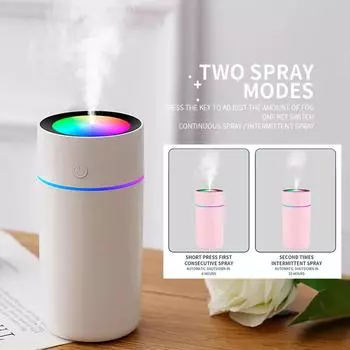 320 мл Мини-автомобильный увлажнитель воздуха Портативный освежитель воздуха со светодиодной подсветкой Ночник USB-питание Масляный диффузор для салона автомобиля Аксессуары белый