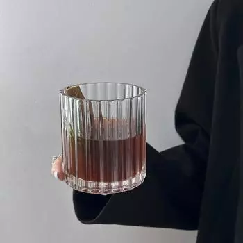 320 мл Ретро Полосатый Прозрачный Стеклянный Стакан для Кофе Латте со Льдом Домашний Бокал для Вина Виски Пива Бар Отель Посуда для Напитков 1 шт. 320ml