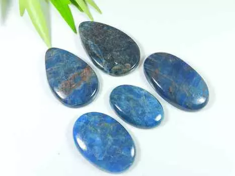 320Cts. Натуральный синий апатит микс кабошон драгоценный камень россыпью 5 шт. лот 31-45 мм RQ-2313