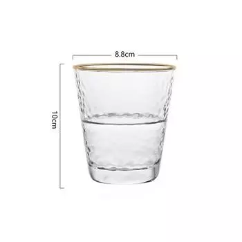 320ml/330ml/340ml Heat-resistant Water Cup Juice Beverage Mugs Gold Edged Hammer Patterned Wine Glass Party Cocktail Mojito Cups 1pcs