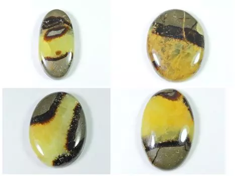 321Cts. Натуральный черный септарин овальный кабошон россыпью драгоценный камень 4 шт. лот 38-45 мм RQ-1265