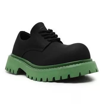 3226 туфли дерби карбоново-черные на зеленой подошве, с большой головой Микки, на платформе, кожаные, повседневные, универсальные, трендовые, черные мужские туфли 36-Size is too large