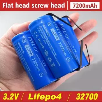 32700 Lifepo4 3,2 В 7200 мАч 32700 Перезаряжаемая батарея LiFePO4 Cell 5C Разрядная батарея для резервного питания фонарика DIY Бесплатная комбинированная батарея 2pcs