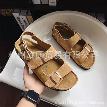 3290 leather sandals men s and women s summer outer wear beach shoes new casual sports breathable fur shoes 35