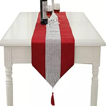 32*180 см настольный коврик для стола сверкающие стразы роскошь с кисточками свадебные принадлежности дорожка для стола бархат стразовый 32*180cm красный