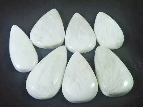 32-39MM Natural Pink Scolocite Pear cabochon Loose Gemstone 7Pcs Lot 212Cts. RQ-2110