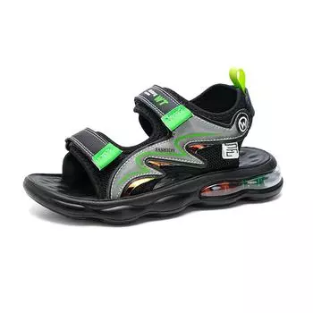 32-41 Children s Summer Large Fashion Velcro Outdoor Beach Sandals Slippers Air Cushioned Sandals 32 чёрный/озеро синий