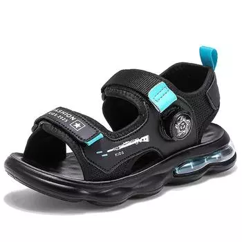 32-42 Детские летние большие дышащие модные повседневные сандалии на липучке с воздушной подушкой пляжная обувь 32 темно-зеленого/синий