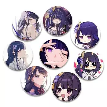 32/44/58 мм 58 мм Genshin Impact Game Аниме Эмаль Брошь Персонаж Мультфильма Сёгун Райден Значки На Лацкане Сумка Ювелирные Изделия Аксессуары 32mm