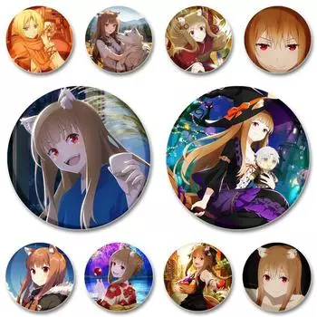 32/44/58 мм 58 мм Kurafuto Rorensu Horo значок милый аниме волк броши ручной работы пластиковый лацкан булавка для одежды шляпа рюкзак ювелирные изделия аксессуары 32mm(1.26in)