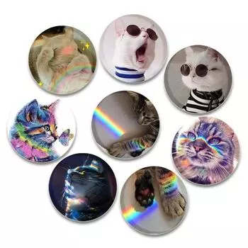 32/44/58 мм 58 мм мультяшные значки с изображением кошек, милые значки с изображением радужных кошек, броши ручной работы из жести, нагрудная булавка для рюкзака, подарочный аксессуар для одежды 32mm