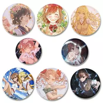 32/44/58 мм A Certain Scientific Railgun HD Брошь Значок Аниме Мультяшная Фигурка Мисака Микото/Ваннай Кинухо Круглые Демонстрационные Булавки Ювелирные Изделия Подарки 32mm