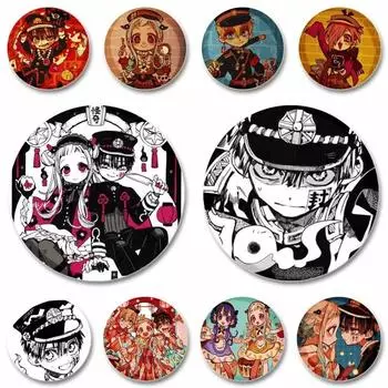 32/44/58 мм эмалевые булавки ручной работы, ювелирные аксессуары, аниме-брошь-булавка в виде унитаза Ханако-кун для одежды, украшения для рюкзака, значок для косплея 32mm(1.25in)