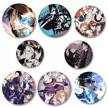 32/44/58 мм аниме брошь Bungo Stray Dogs Armed Detective Agency Дадзай Осаму мягкие кнопки значки для рюкзака одежда ювелирные изделия ручной работы значок 32mm
