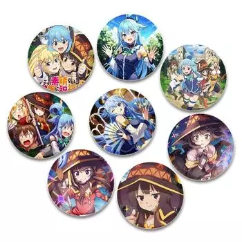 32/44/58 мм аниме KonoSuba брошь-булавка мультяшная фигурка Megumin Aqua значок булавка косплей сувенир игрушка подарок рюкзак одежда аксессуары 32mm