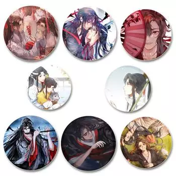 32/44/58 мм аниме Мо Дао Цзу Ши, булавки, мультяшная фигурка Вэй Усянь/Лан Ванцзи, значок, брошь ручной работы, Вэй Ин/Лан Чжань, нагрудник, подарочный аксессуар 32mm