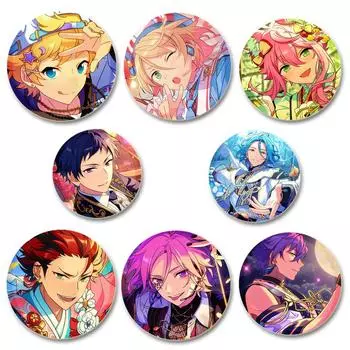 32/44/58 мм ансамбль звезд жести булавки круглые мультфильм милые броши для рюкзака одежда аксессуары аниме коллекция значки украшения 32mm