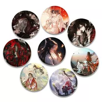 32/44/58 мм брошь «Благословение небесного чиновника» на рюкзаке, круглые броши ручной работы, значки Xie Lian Hua Cheng, значки-аниме для одежды 32mm